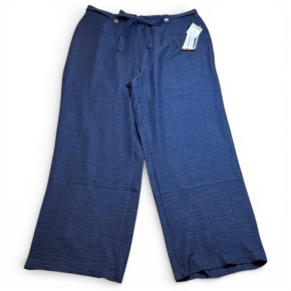 NWT Wren Navy Pants sz L Wide Leg Flowy